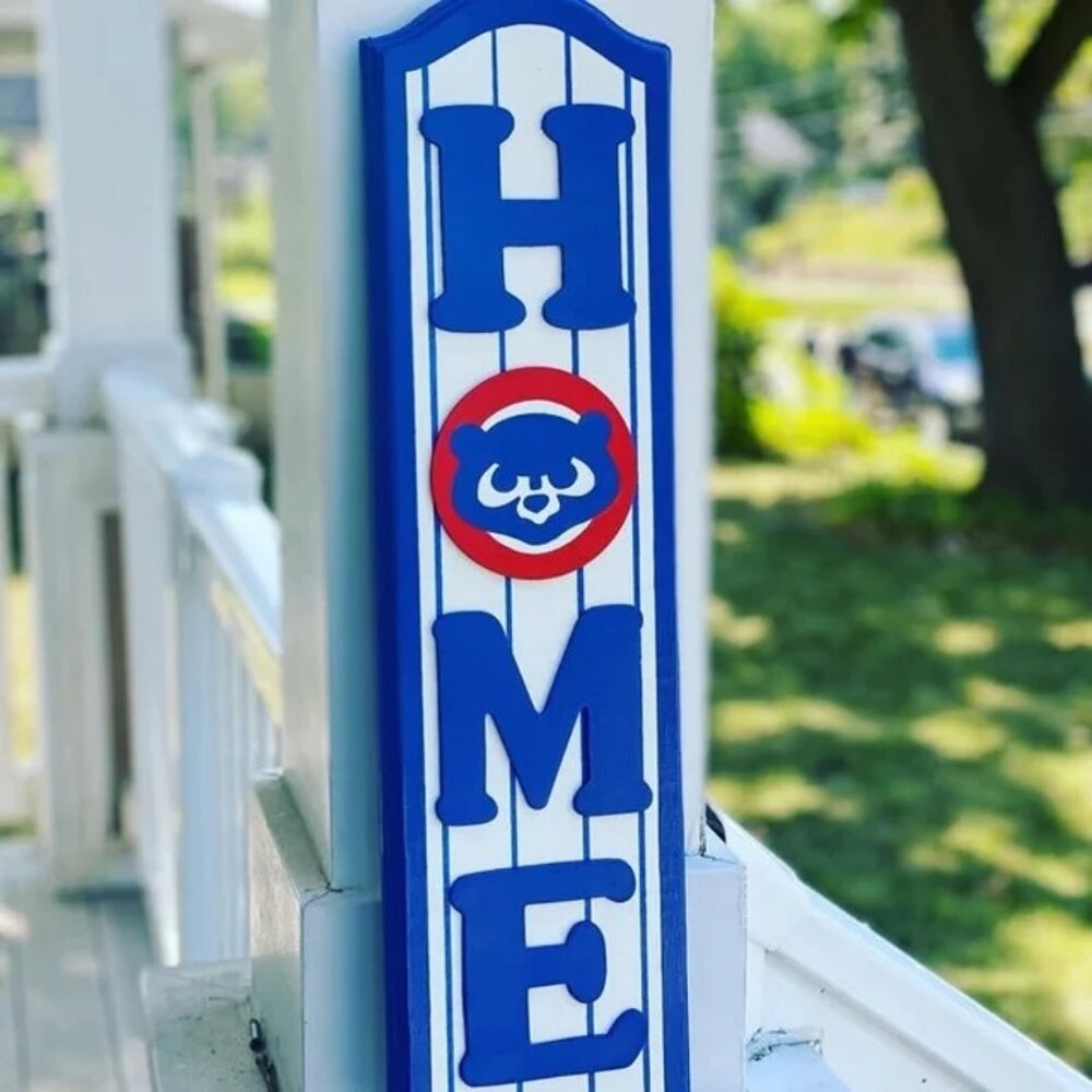 Chicago Cubs "Cubs HOME" Wood Decor Sign (Huge 2ft tall) "NEW"